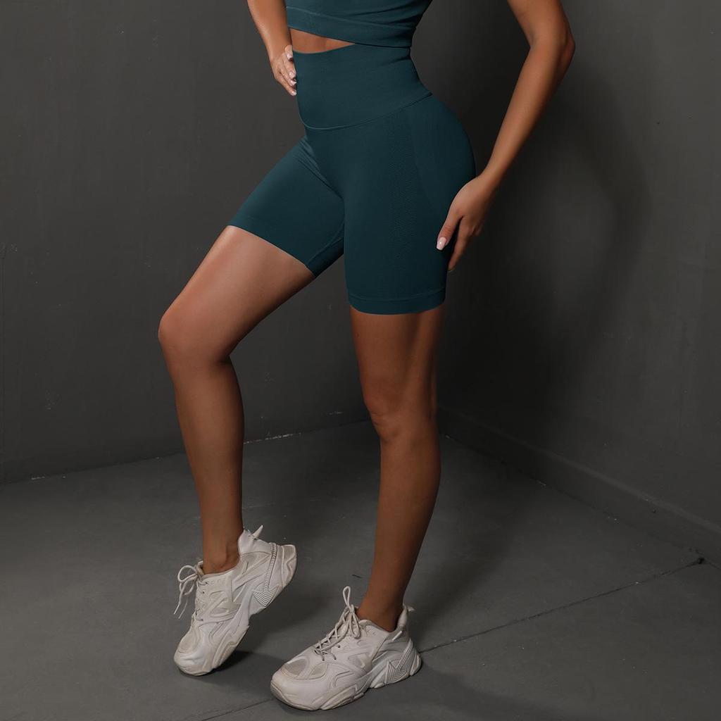 New Seamless Knit High-Waisted Yoga Shorts - Women's Slim-Fit Hip-Lifting Leggings