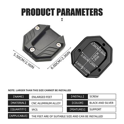 Universal Scooter Motocicleta Bicicleta Kickstand Extensor Pé Lateral Suporte Extensão Pad Placa de Suporte Antiderrapante Base Ampliada