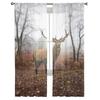 Deer Autumn Winter Forest Modern Sheer Curtains For Living Room Bedroom Tulle Curtains Window Voile Curtain Kitchen Hotel Decor