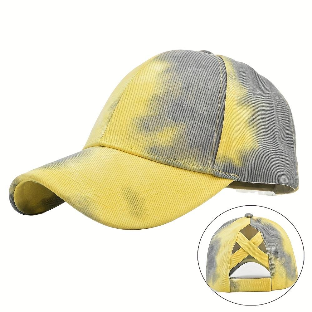 [Pastel Baseball Cap] Breathable Adjustable Women's Baseball Cap | Tie-Dye Pastel Color Block Design, Cross-Back Strap, Mesh Back for Casual & Sports