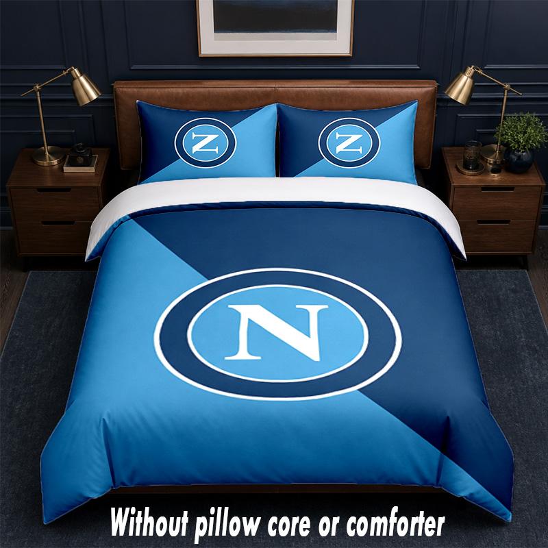 Set Biancheria da Letto Napoli FC 1 Copripiumino + 2 Federe Morbido Traspirante Biancheria da Letto per la Casa