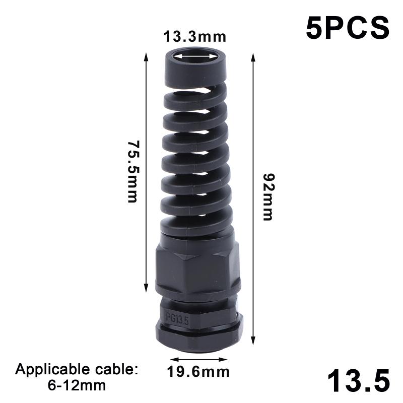 5Pcs Waterproof Cable Gland Pg7 Plastic Anti-Bending Joint M12 Nylon Pa66 Torsion-Proof Glands Pg7/9/11/13.5/16/19/21 Connector