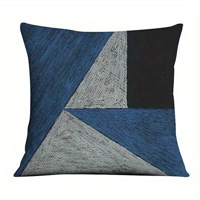 Home Decor Blue Geometric & Ocean Wave Pattern Pillow Covers Pattern Cushion Cover Suitable For Sofa Bedroom Car Pillow Cover