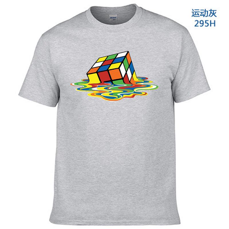 Letní bavlněné tričko s potiskem Rubikovy kostky, vtipné hipster grafické tričko, top, unisex, pánské s krátkým rukávem, cool trička