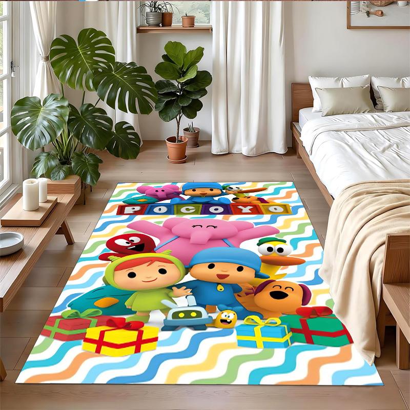 Anti‑Slip Crystal Velvet Floor Rug, Pocoyó cartoon Design Carpet for Indoor Living Bedroom Home Decoration