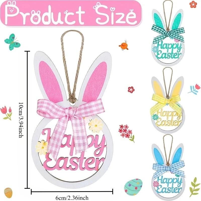 4/8pcs Easter Wooden Decorative Ornaments,Handcrafted Hanging Decorations with Bunny ,Holiday Hangings,For Home,Party Decor