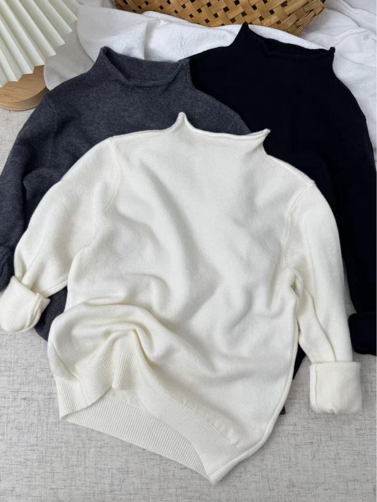 2025 Kids' Trendy Wool Sweater - Half High Neck Pullover for Boys & Girls, Autumn/Winter Base Layer.