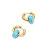 Classic Fashion Natural Stone Round Bead Hoop Earrings Woman Turquoises 3.0mm Thick Stainless Steel Ear Buckle Earrings Jewelry