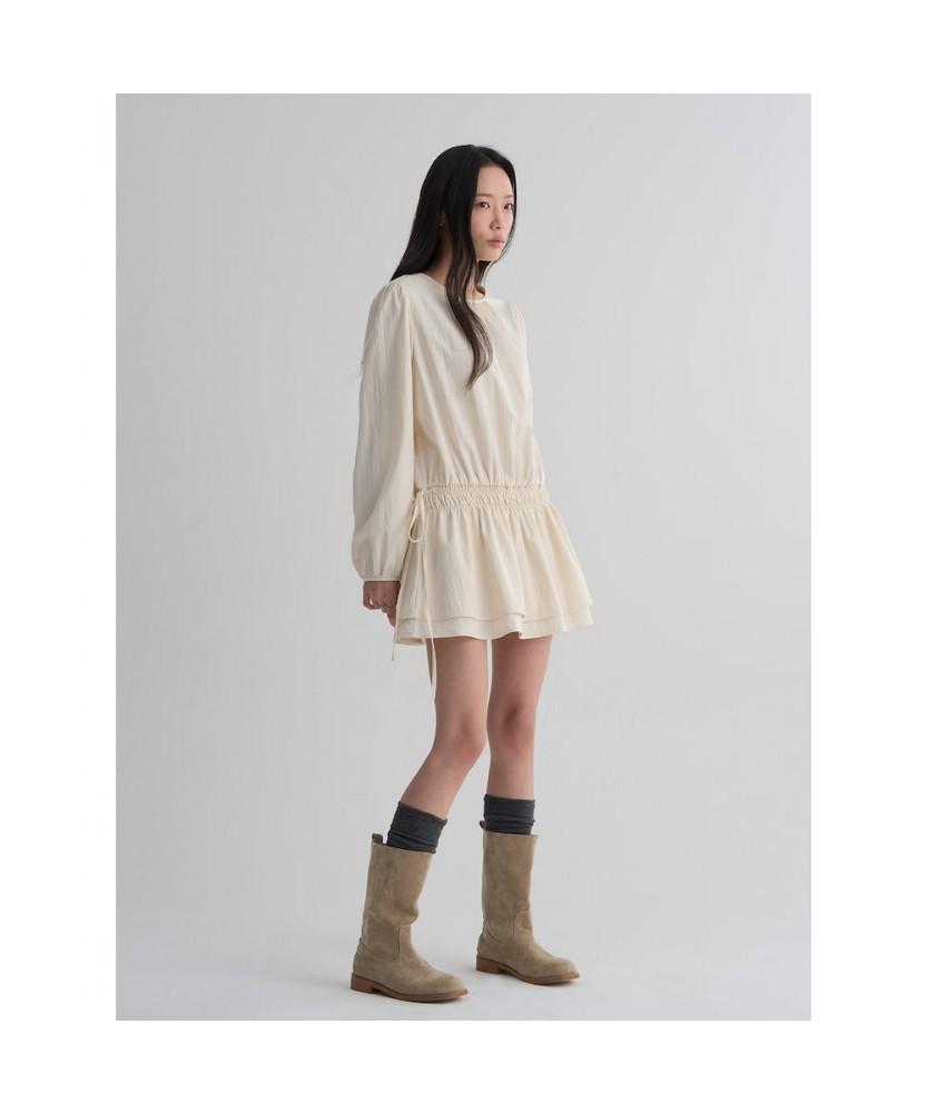 8SECONDS Low-Waist Long-Sleeve Mini Dress Ivory