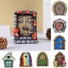 Porta de fadas artesanal realista buxo em miniatura porta elfo de madeira decoração de jardim decoração de casa