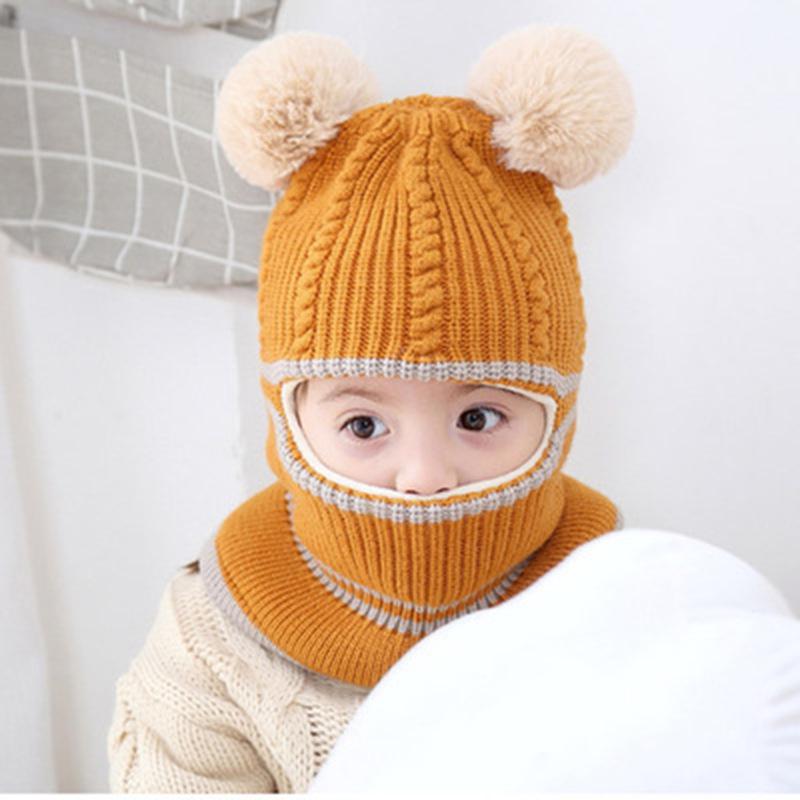 Kids Winter Hats Girls Boys Children Warm Caps Scarf Set Baby Bonnet Knitted Cute Hat