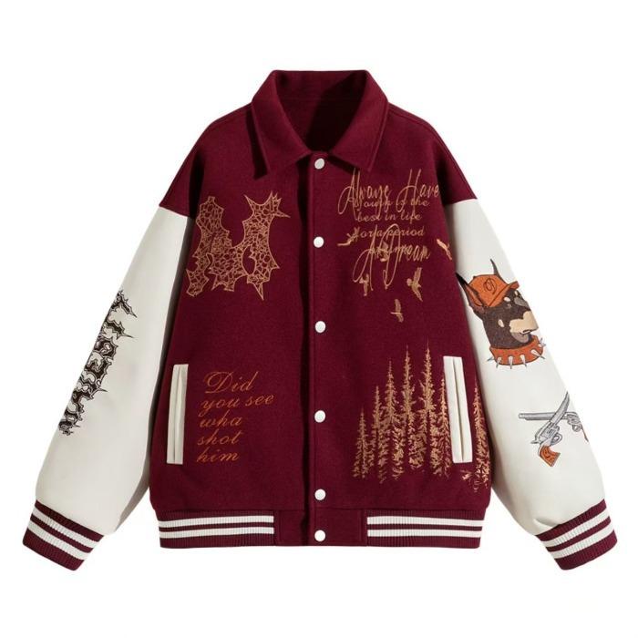 Unisex Vintage Letter Embroidery Baseball Jacket: Loose Fit for Spring & Autumn