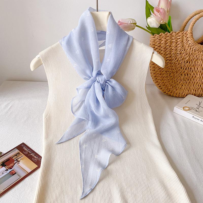 Spring write new women s thin sunscreen mulberry silk long silk scarf temperament light luxury silk chiffon streamer shawl accessories 30*160