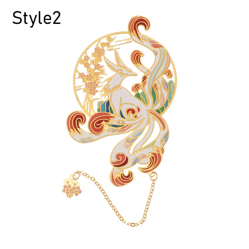 Office Supplies Chinese style Metal Pendant Retro Pagination Mark Brass Bookmark Painted Book Clip