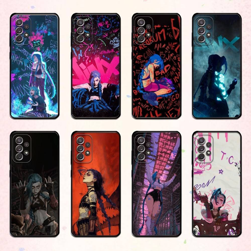 F-Fashion J-JiNxES G-Game Cool Phone Case For Samsung S 25,24,23,22,30,21,10,9,Ultra,Plus,Lite,FE,4,5 G Soft Black Case