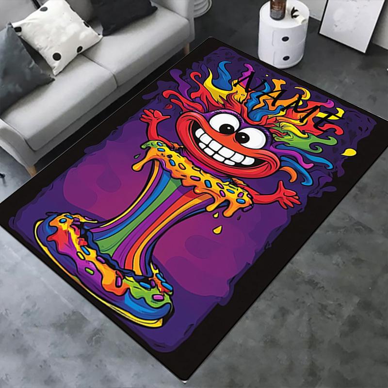 Cute Rainbow Man Office Carpet Soft Polyester Entrance Carpet Washable Non slip Machine Washable Ind