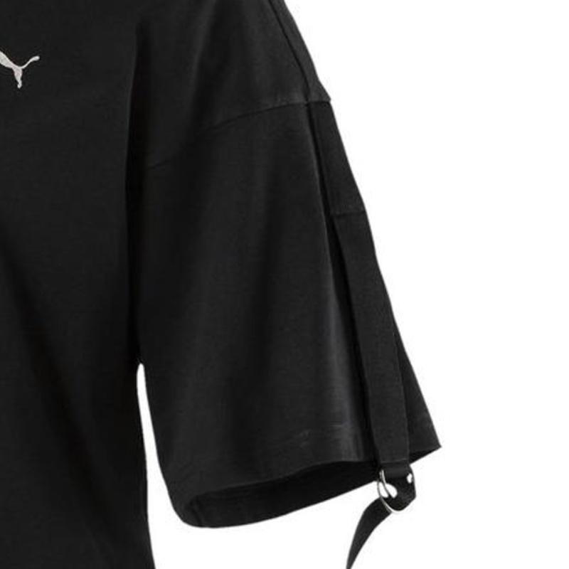 Puma Solid Color Casual Short Sleeve T-Shirt Women tops Black 576335-01