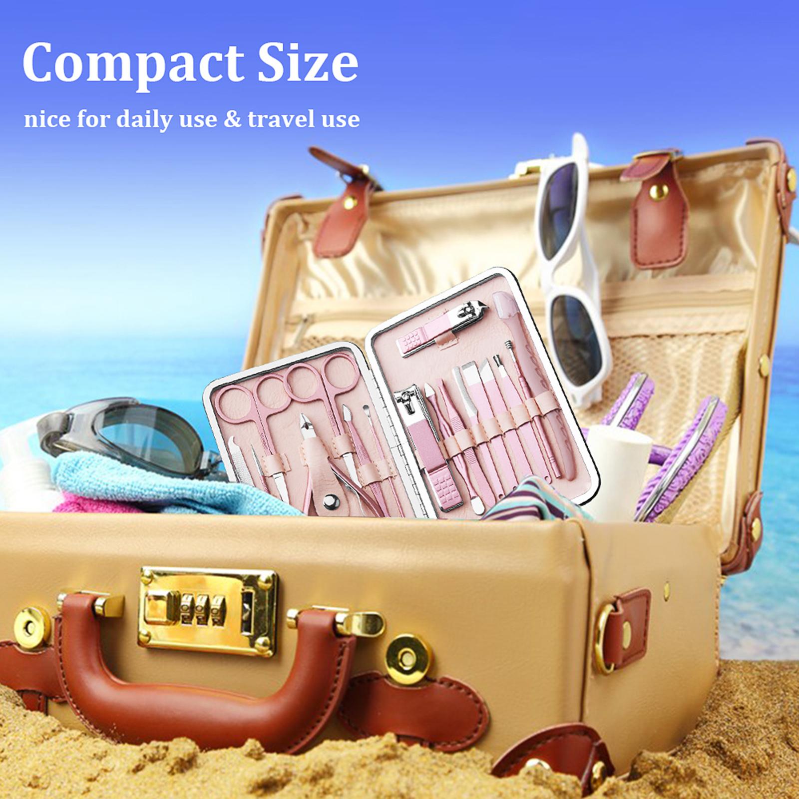

18pcs Professional Pedicure & Manicure Tool Kit Nail Clippers Set with Needle Nail File Trimmer Nose Hair Eyebrow Scissors Tool for Hand Foot & F