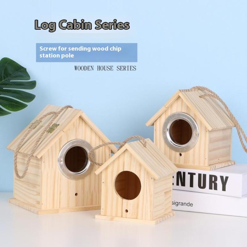 Bird Wooden Cage For Bird Cage Parrot Circular Cage Anti Splash Proof Cage Bird Toys For Pet