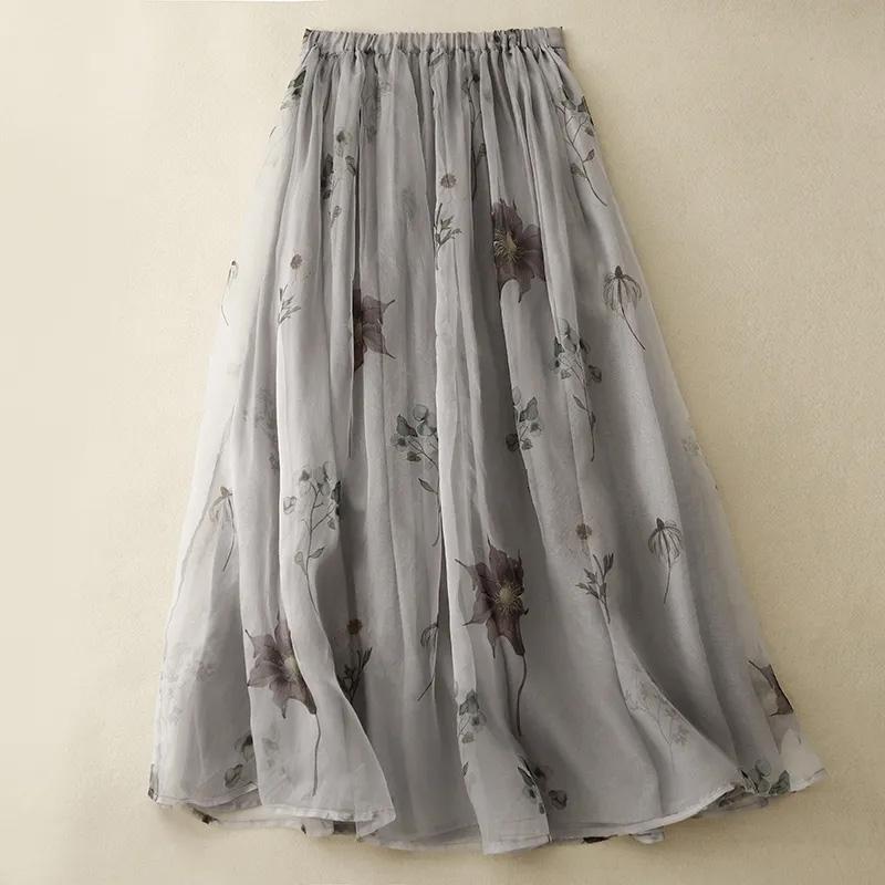 Cotton Skirt Women Summer Casual Versatile Elastic Women Skirt Loose Comfortable Loose Comfortable Skirt
