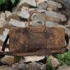 Handmade Leather Rolling Duffle Bag: 24-inch Travel Weekender