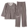 Women's Plaid Lycra Cotton Pajamas Long Sleeve High-End Set, Autumn/Winter