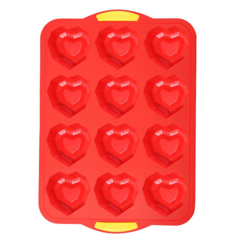 12-Cavity Silicone Cake Mold Non-stick Pudding Jelly Mold Flexible Chocolate Mold  Valentine Gift