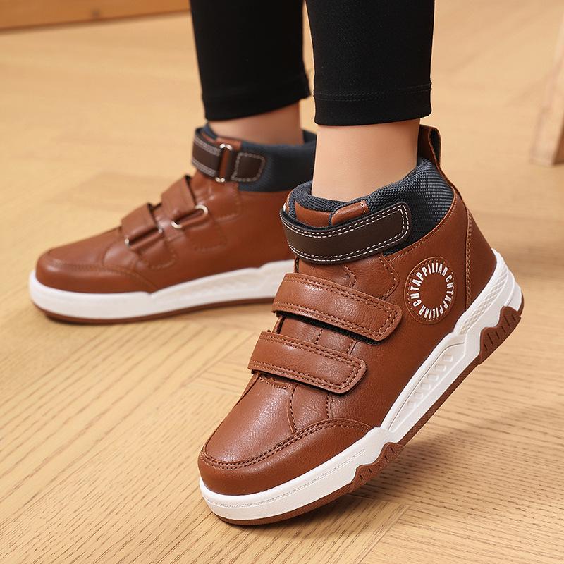 

Кроссовки на липучке для мальчиков и девочек - Модные, удобные, повседневные спортивные туфли для детей 39 светло-коричневого