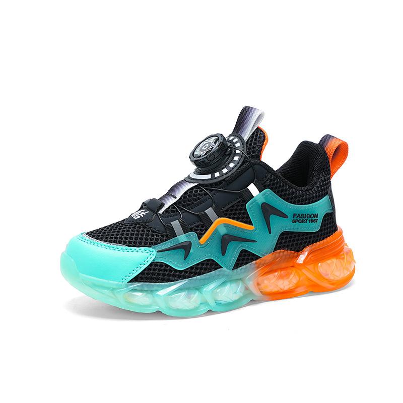 Fashion New Children's Casual Shoes Breathable Mesh PU Leather School Sports Shoes Lightweight Fashionable Wear-Resistant Running Shoes