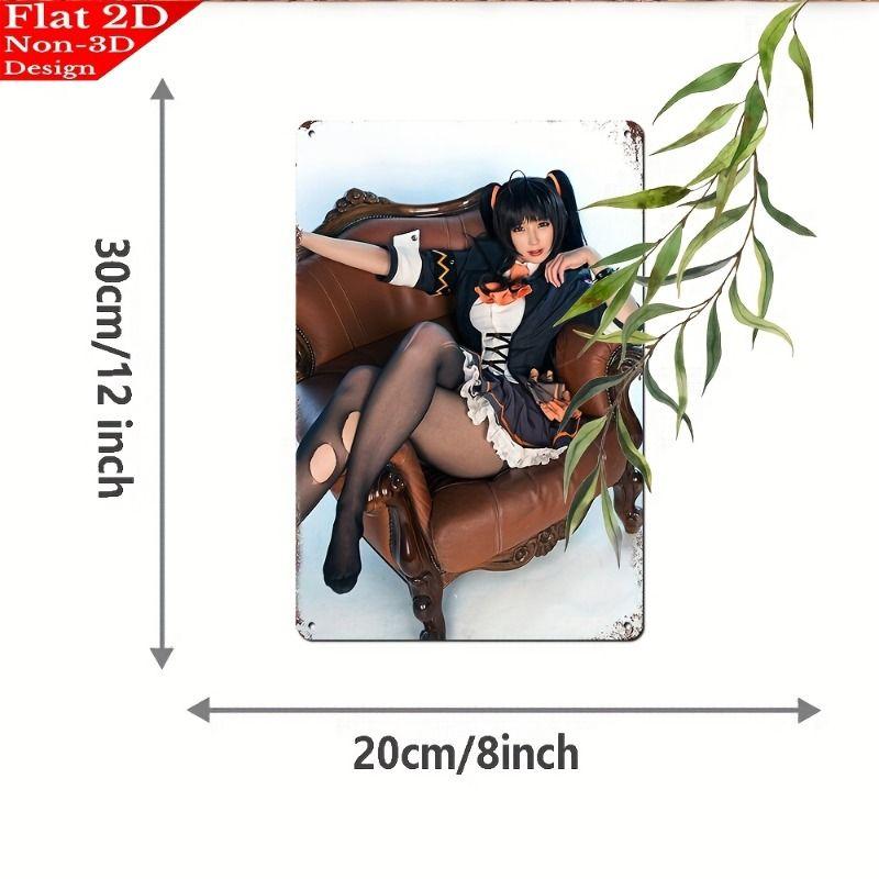 Vintage Kvinlig Silhuett Metall Logotyp för Bar & Garage