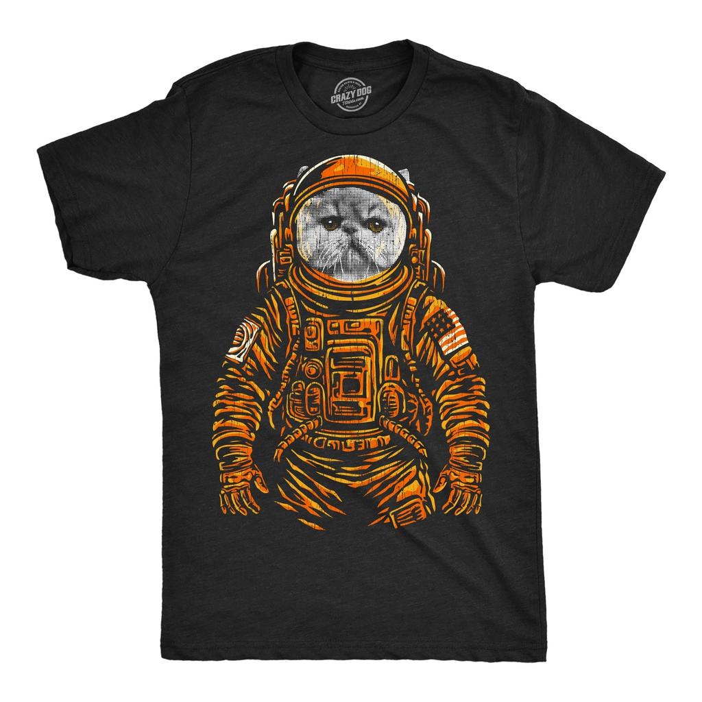Mens Funny T Shirts Space Kitty Cool Astronaut Kitten Graphic Tee for Men