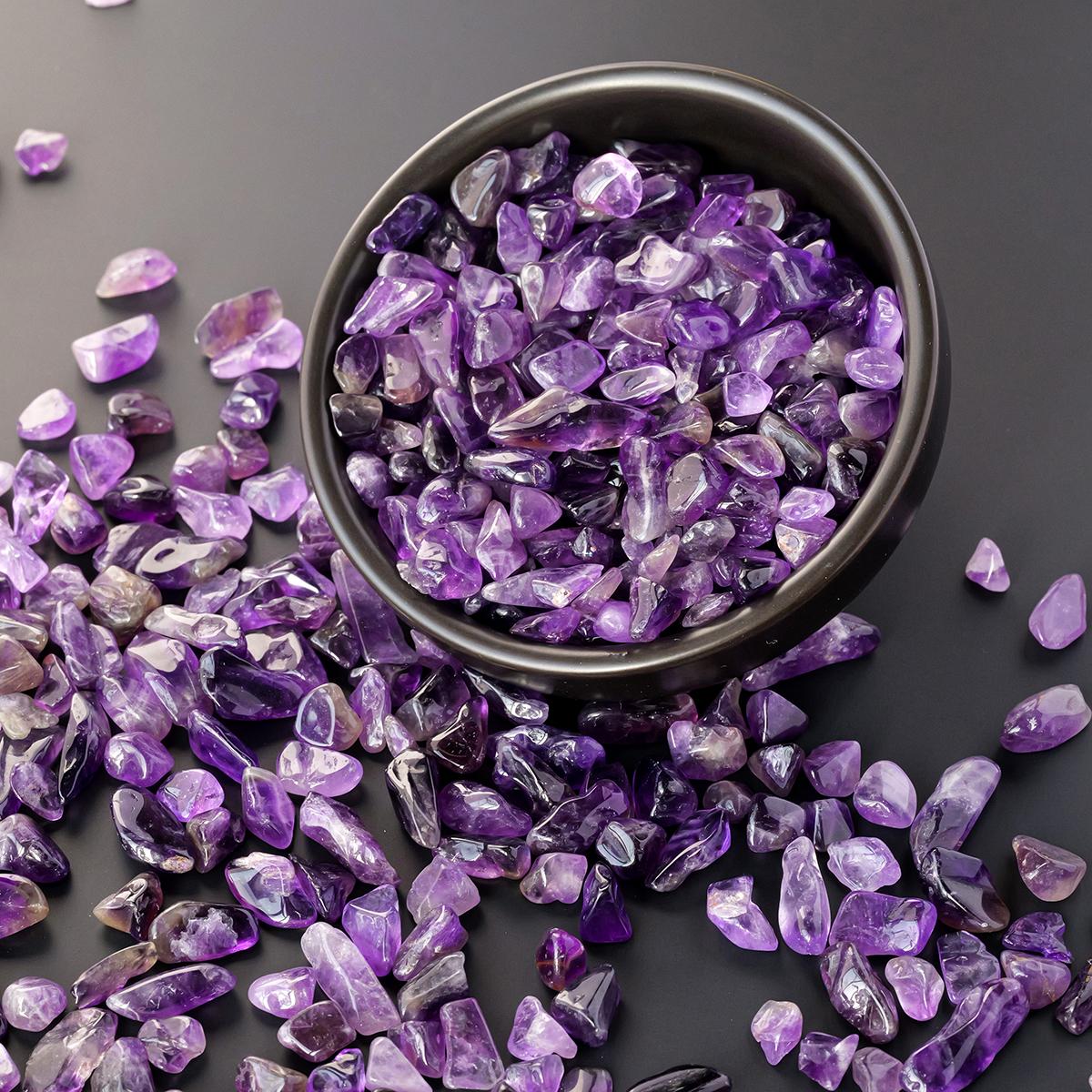

100g Natural Dreamy Amethyst Crushed Stones Brazilian Amethyst Cleansing Stones Mini Landscape Fish Tank Home Office Decoration 100g
