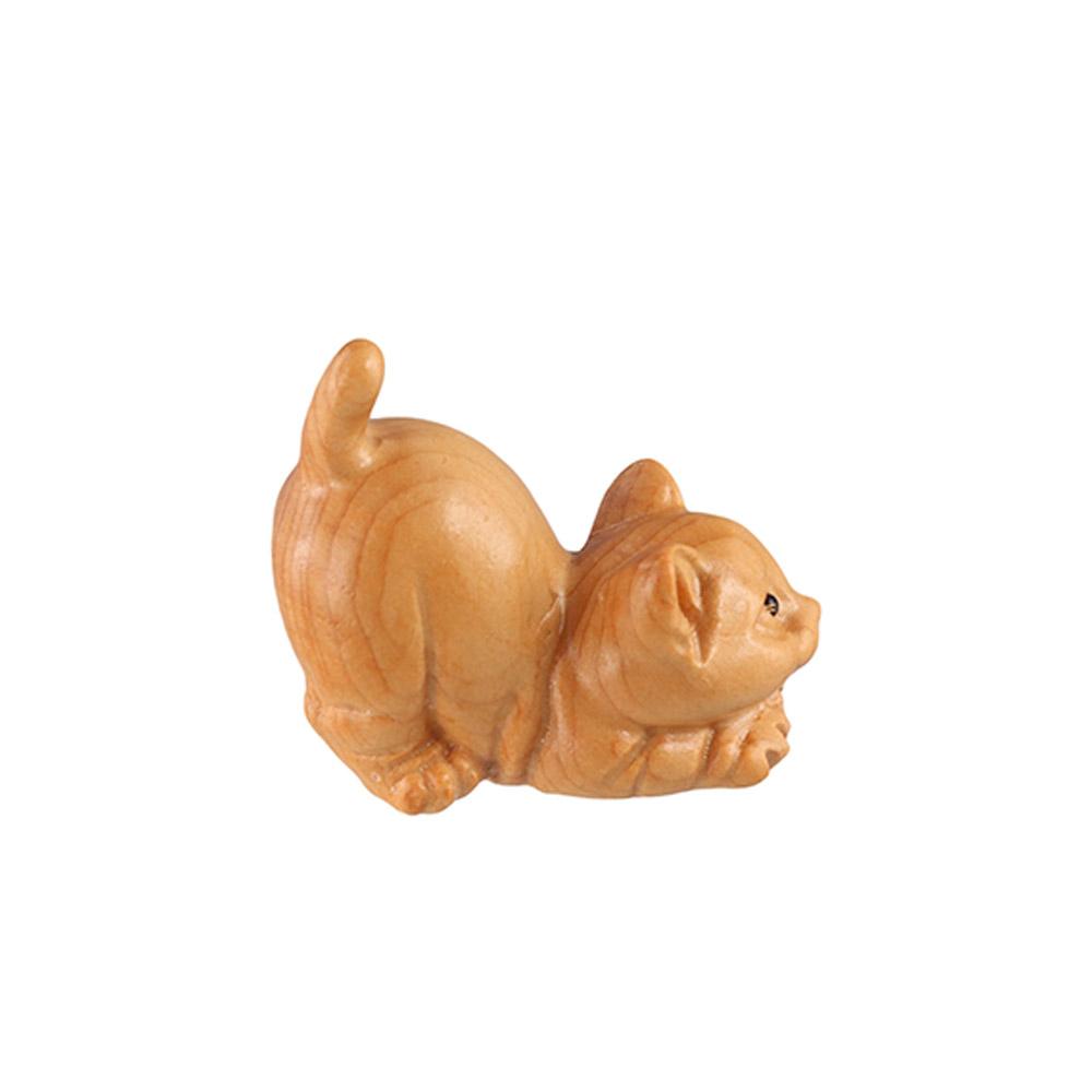 Hand-carved Cat Sculpture Handmade Tea Pet Desktop Decor Animal Figurine  Table