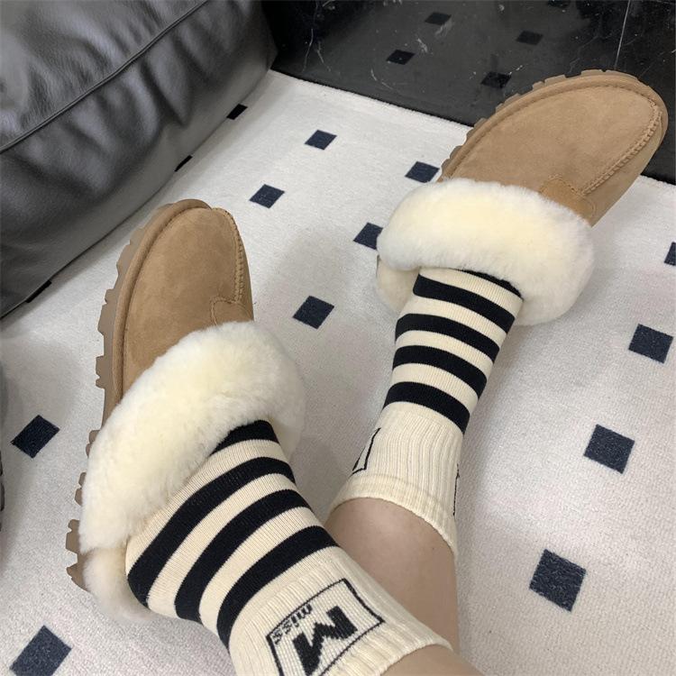 Sangpo slippers women's fluffy winter new sheepskin fur integrated bag head drag warm fluffy slippers outer wear women ins