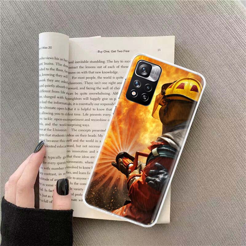 Firefighter Training Phone Case For Redmi Note 13 12 Pro Plus 14 15 Pro 5G 11 11T 11E 11S 10 Pro 10S 9 9S Cover Cell Clear TPU C