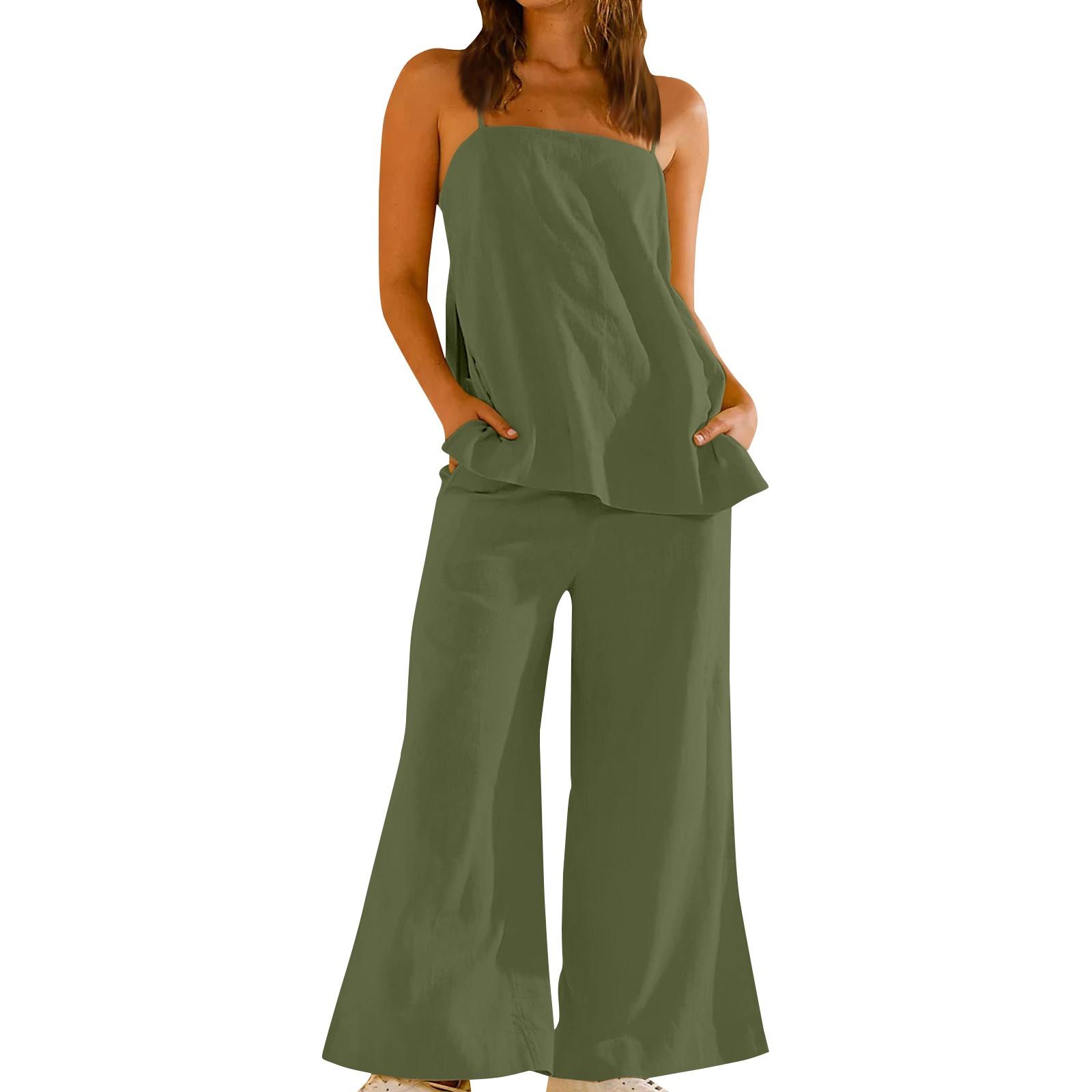 

Женский повседневный элегантный удобный спортивный жилет, брюки, повседневный короткий костюм XXL армия зеленый