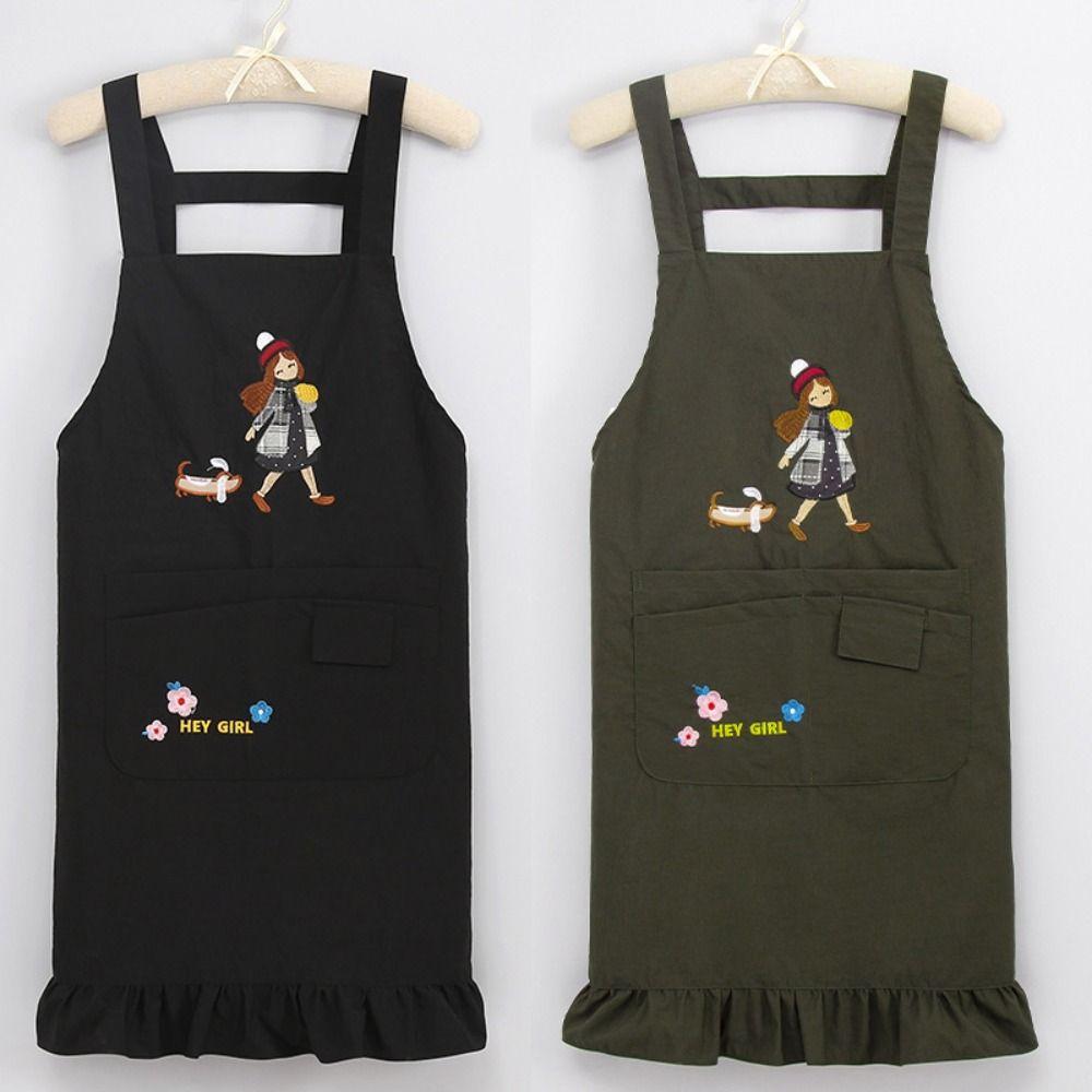 

with Large Pocket Fashionable Apron Waterproof BBQ Apron Durable Waiter Apron Female чёрный