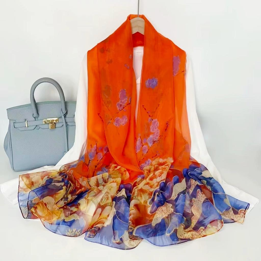 Stoles Wraps Silk Scarf Foulard Female Scarves Wraps Hijab Bandana Women Large-size Beach Shawls Muslim HijabsTravel Sunscreen