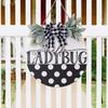 Eye-catching Ladybug Door Decor With Stunning Black White Gray Bow For Seasonal Home Style