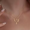 Stainless Steel Hollow Phoenix Necklaces & Pendants Gold Plated Sacred Bird Necklace For Women Jewelry Gifts