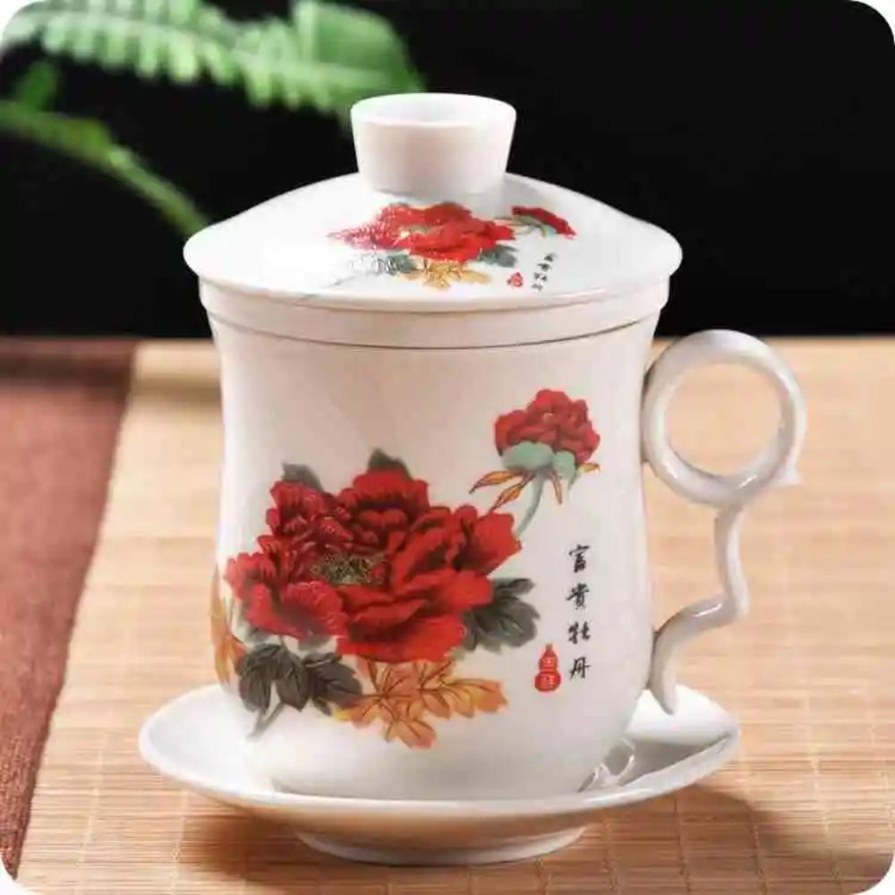 Cupa de ceai ceramică chinezească Jingdezhen porțelan albastru și alb ceașcă personală cu capac filtru întâlnire ceașcă cu bule birou