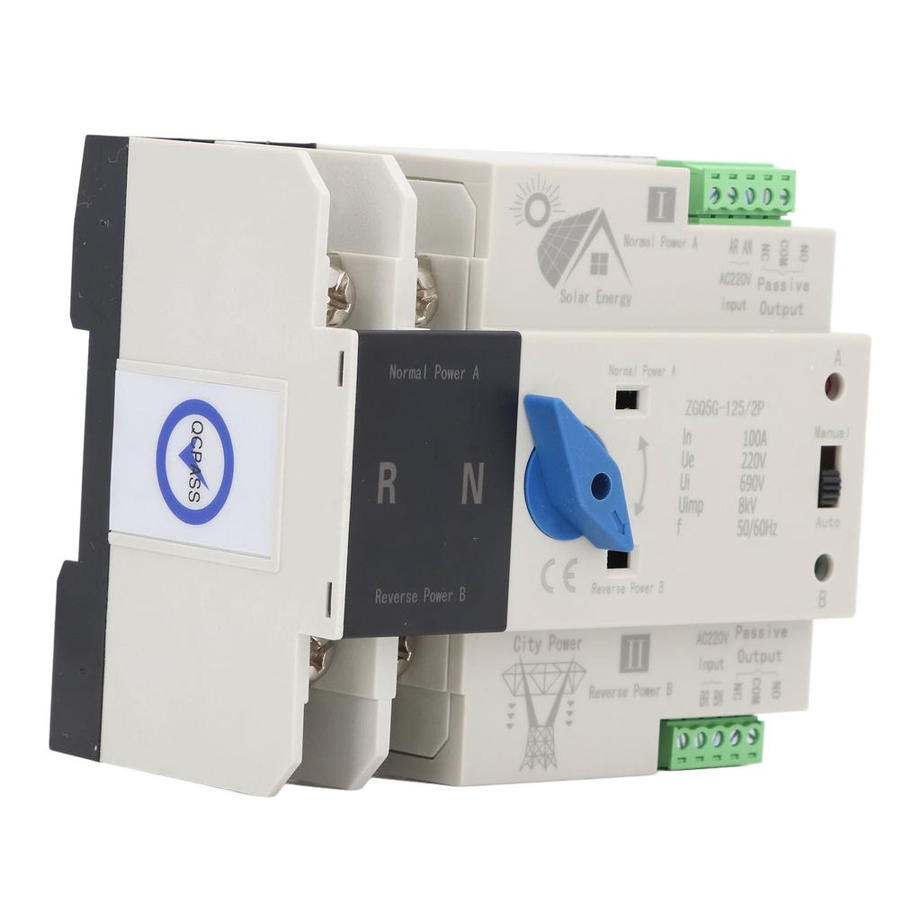 Doppelstromversorgung Automatischer Umschalter 2P 100A Solarisolation Schneller Schaltregler 220V