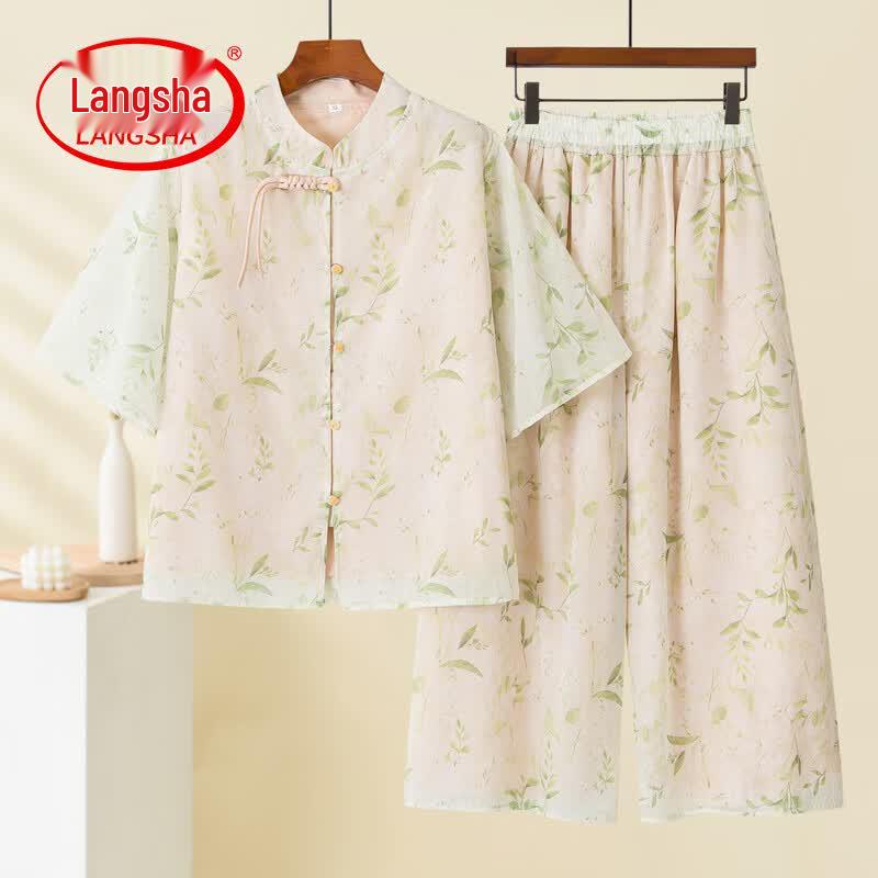 Langsha Women s Embroidered Chinese Style Summer Outfit 4XL
