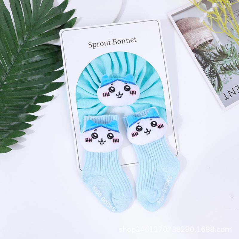 Autumn/Winter Cute Cotton Baby Hat & Sock Set - Newborn Skull Cap for Girls & Boys