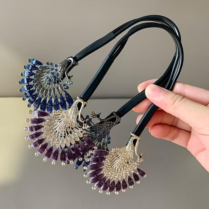 2 Fashionable and Elegant Peacock Hair Rollers,Curl Maker DIY High Bun Styling Tool with Rhinestone Decorated French Twist Clips