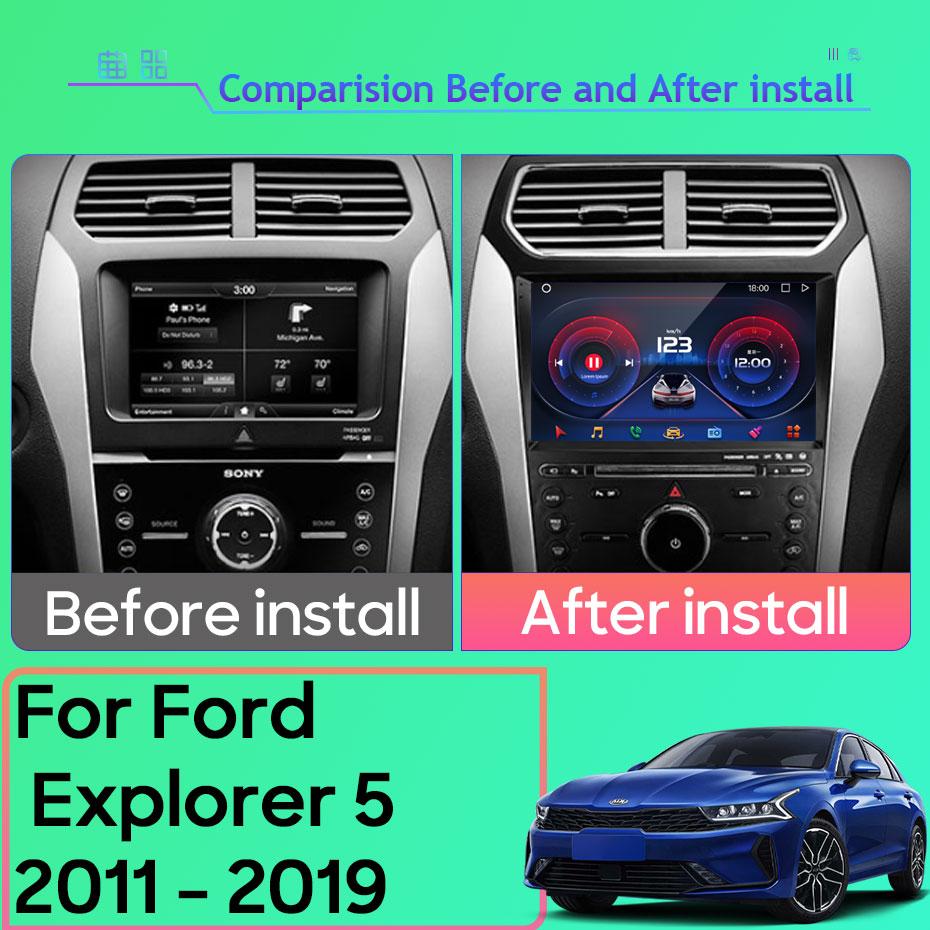 Android Multimedia For Ford Explorer 5 2011 - 2019 Car Stereo CPU Radio QLED Player Navigation Carplay Auto HDR 5G Dash Cam BT