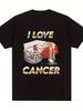 T-shirt Graphique Meme Homme Je Suis Amoureux du Cancer Manches Courtes Décontracté Rétro avec Lettres Audacieuses Design Symbole du Cancer