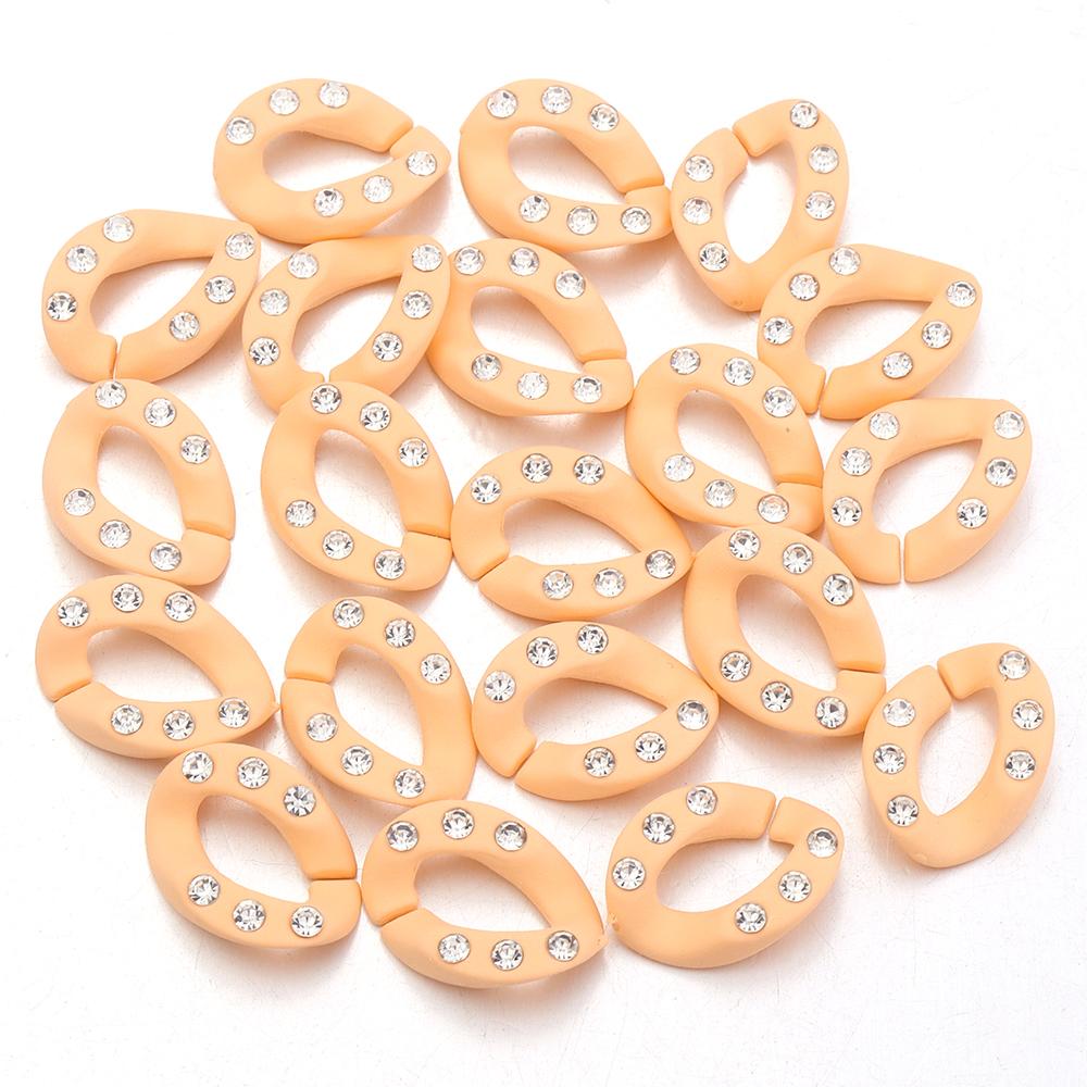 20pcs 19x14mm Acrylic Link Chain Clasp Colorful Open Buckle Beads Connector With Diamond For Jewelry Making Necklace Bag Chain