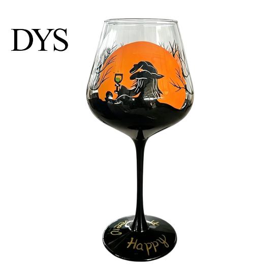 Bicchieri da Bevanda Festivi Bicchiere da Vino con Gambo di Halloween, Calice Artistico Dipinto a Mano, Stoviglie dall'Atmosfera Misteriosa Capacità 720ml, Bicchieri Decorativi