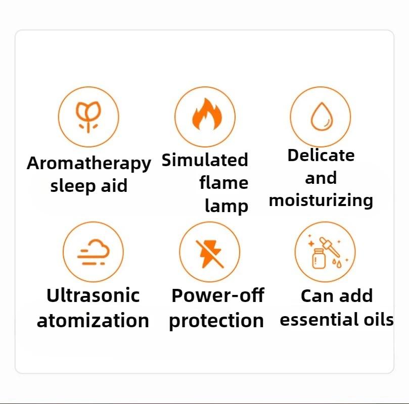 Colorful Aromatherapy Machine Simulated Flame Ultrasonic Essential Oil Diffuser Desktop Crack Humidifier USB